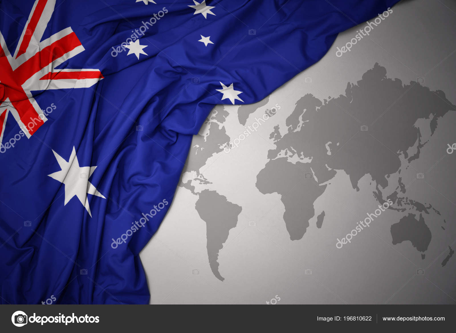 Agitant Drapeau National Coloré Australie Sur Fond Carte