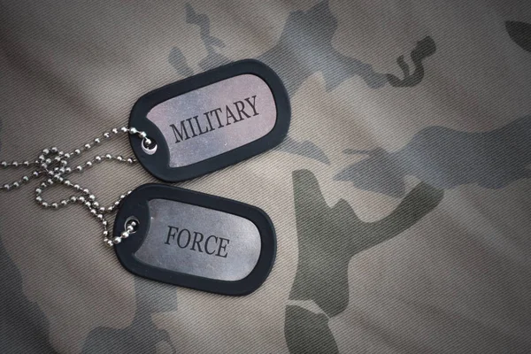 Army Blank Dog Tag Text Military Force Khaki Texture Background — Stock Photo, Image