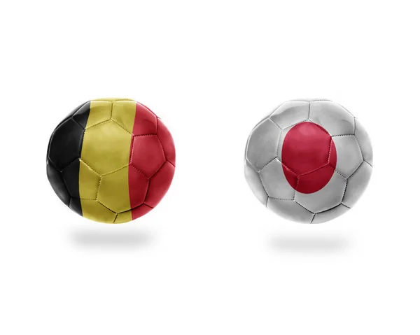 Football Balls National Flags Belgium Japan Isolated White Background — Stock Photo, Image