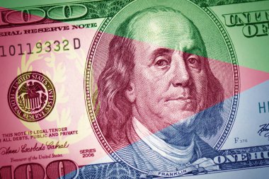 Amerikan Doları para arka plan üzerinde renkli bayrak Eritre
