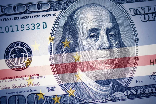 Πολύχρωμο Σημαία Του Πράσινου Ακρωτηρίου Αμερικανικό Δολάριο Χρήματα Φόντο — Φωτογραφία Αρχείου