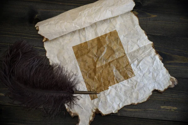 Map of new mexico state on vintage paper with old pen on the wooden texture desk — Stock Photo, Image