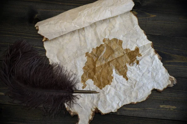 Map of switzerland on vintage paper with old pen on the wooden texture desk — Stock Photo, Image