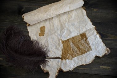 ahşap doku masasında eski kalem ile vintage kağıt üzerinde ekvator algi haritası