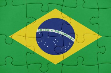 puzzle with the national flag of brazil. clipart