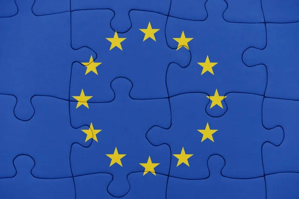 Puzzle with the national flag of european union. — Stock Photo, Image