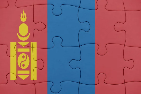 Puzzle z flagi narodowej z Mongolii. — Zdjęcie stockowe