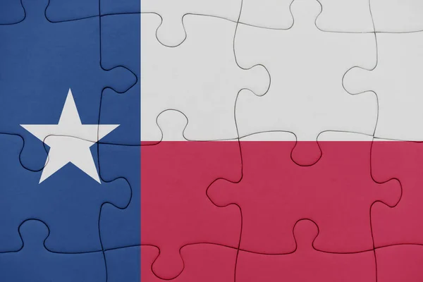 Quebra-cabeça com a bandeira do estado do Texas . — Fotografia de Stock