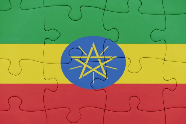 Puzzle z flagi narodowej z Etiopii. — Zdjęcie stockowe