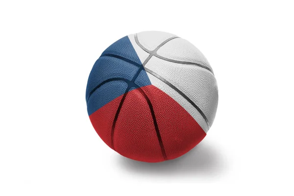 Basketbalová koule s národní vlajkou České republiky na bílém pozadí — Stock fotografie
