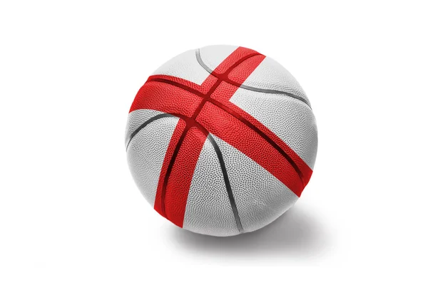 Basketballball mit der Nationalflagge Englands auf weißem Hintergrund — Stockfoto