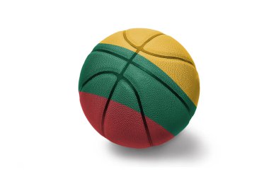 Beyaz arka planda Litvanya Ulusal bayrağı ile basketbol topu