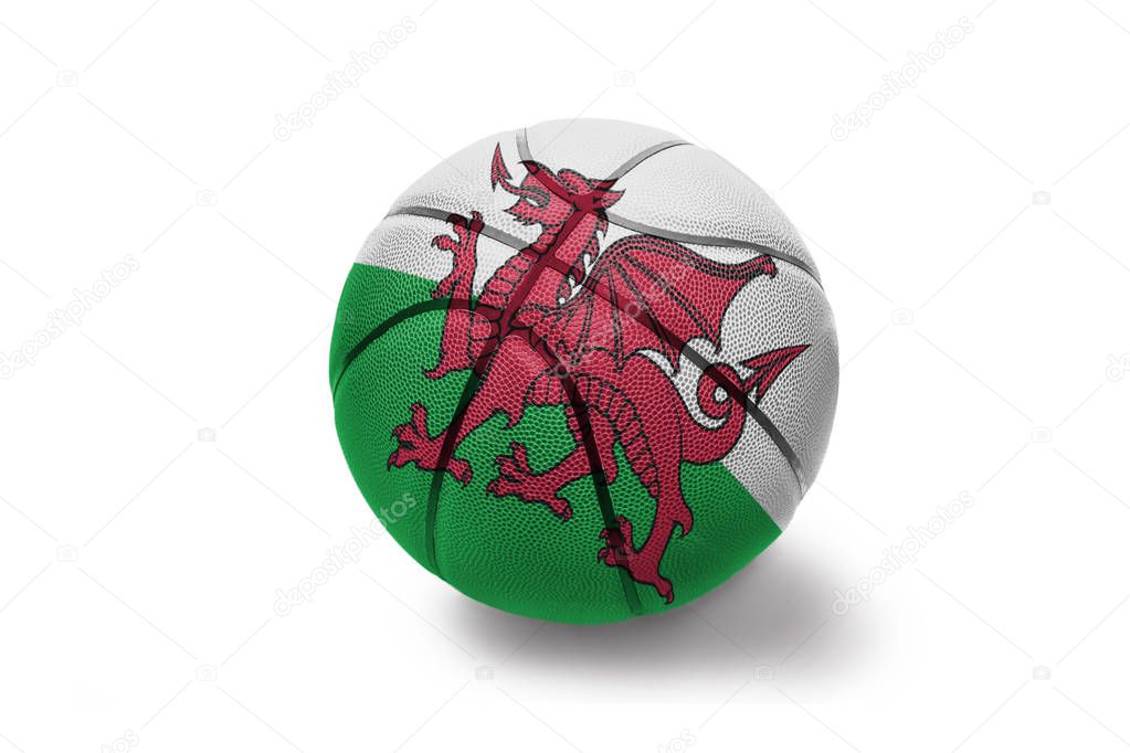 basketball ball with the national flag of wales on the white background