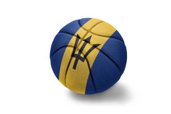 Basketball ball with the national flag of barbados on the white background — Stock Photo, Image