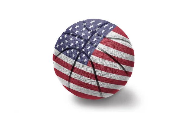 Basketballball mit der Nationalflagge der Vereinigten Staaten von Amerika auf weißem Hintergrund — Stockfoto