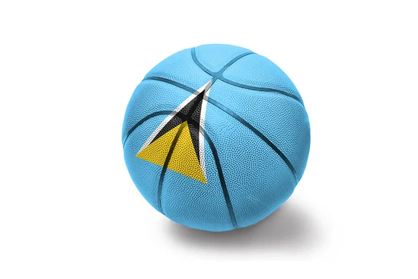 Basketball ball with the national flag of saint lucia on the white background — Stock Photo, Image