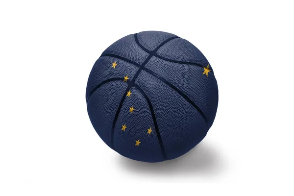 Basketball ball with the flag of alaska state on the white background — Stock Photo, Image