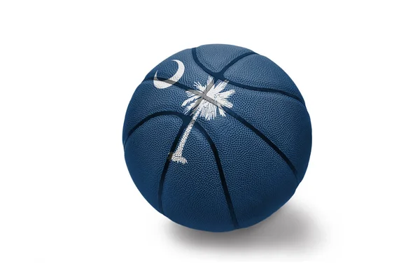 Basketbalová koule s vlajkou Jižní Karolíny na bílém pozadí — Stock fotografie