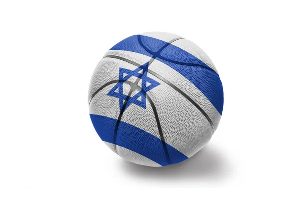 Pelota de baloncesto con la bandera nacional de Israel sobre el fondo blanco —  Fotos de Stock