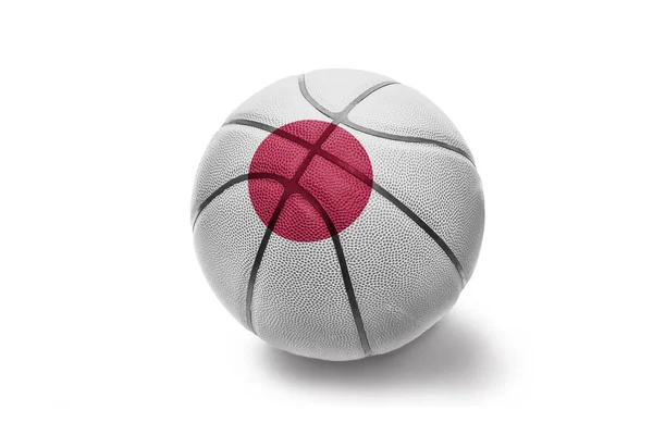 Basketbalový míč s národní vlajkou Japonska na bílém pozadí — Stock fotografie