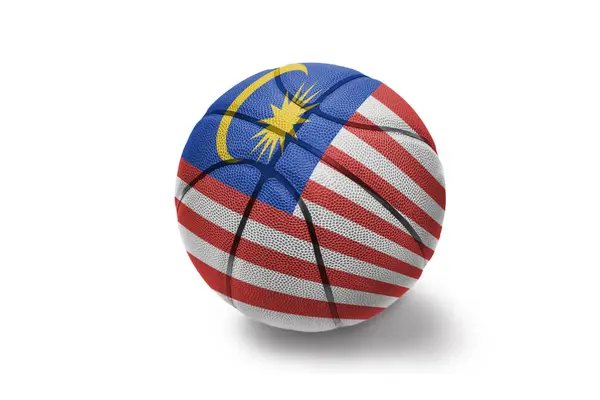 Basketball ball with the national flag of malaysia on the white background — Stock Photo, Image