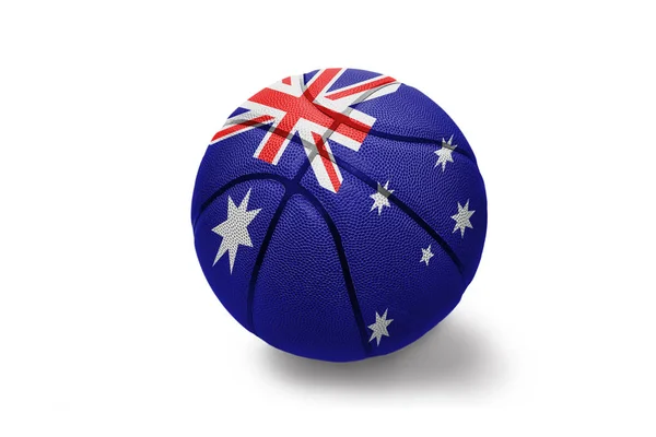 Pallone da basket con la bandiera nazionale dell'Australia sullo sfondo bianco — Foto Stock
