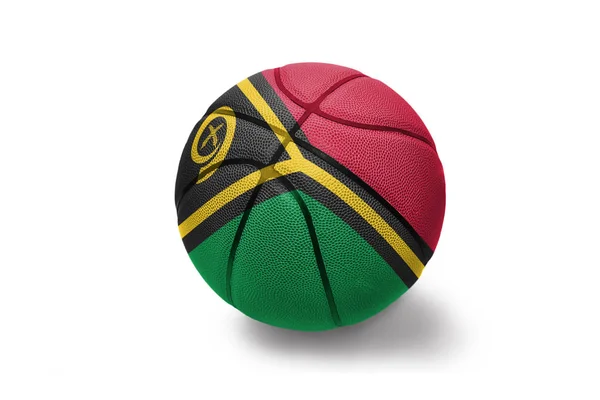 Pelota de baloncesto con la bandera nacional de Vanuatu sobre el fondo blanco —  Fotos de Stock