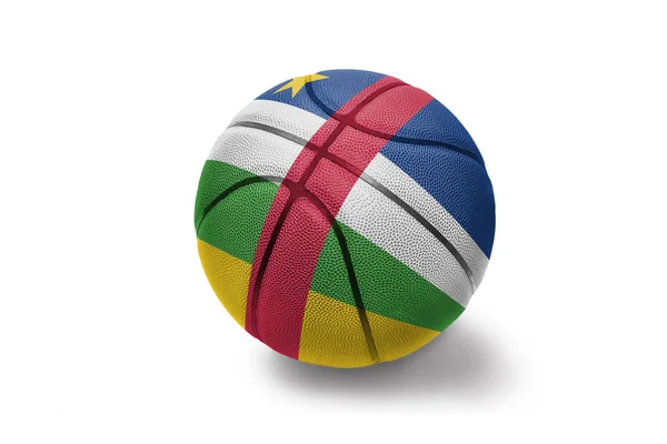 Pelota de baloncesto con la bandera nacional de la República Centroafricana sobre el fondo blanco —  Fotos de Stock