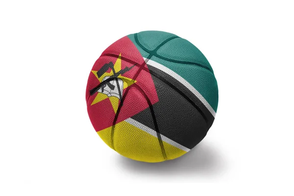 Basketball ball with the national flag of mozambique on the white background — Stock Photo, Image