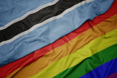 renkli gay gökkuşağı bayrağı ve botsvana ulusal bayrak sallayarak.