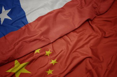 çin ve şili ulusal bayrağı renkli bayrak sallayarak.