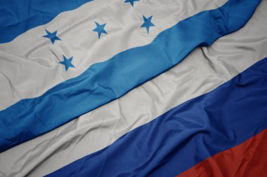 rusya ve honduras ulusal bayrağı renkli bayrak sallayarak.