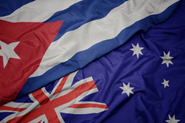 Avustralya ve küba ulusal bayrağı renkli bayrak sallayarak.