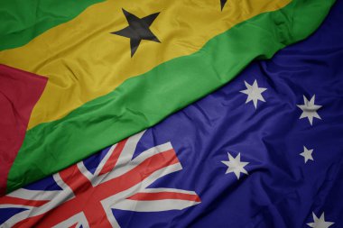 avustralya ve sao tome ve principe ulusal bayrak renkli bayrak sallayarak.