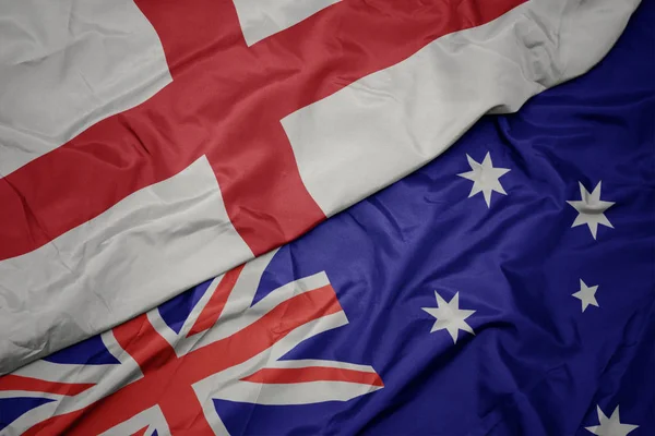 És az ausztrál nemzeti zászló színpompás zászlaja. — Stock Fotó