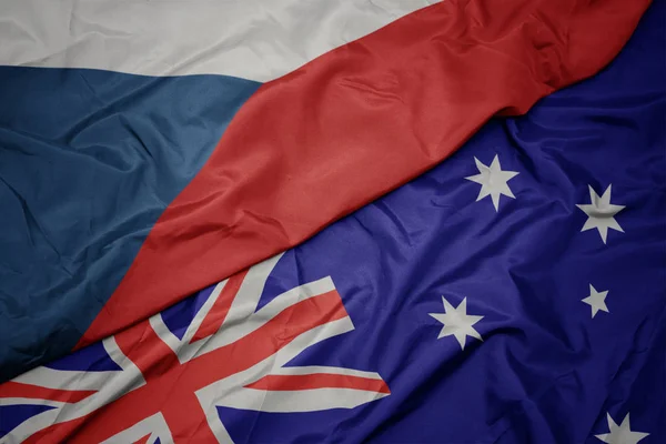 Waving colorful flag of australia and national flag of czech republic. — Stock Photo, Image