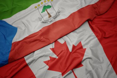 kanada ve ekvator ginesi ulusal bayrağı renkli bayrak sallayarak.