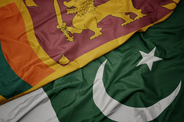 Waving colorful flag of pakistan and national flag of sri lanka. — Stock Photo, Image