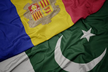 pakistan ve andorra ulusal bayrağı renkli bayrak sallayarak.