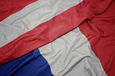 fransa ve avusturya ulusal bayrağı renkli bayrak sallayarak.