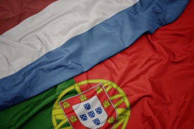portekiz ve lüksemburg ulusal bayrağı renkli bayrak sallayarak.