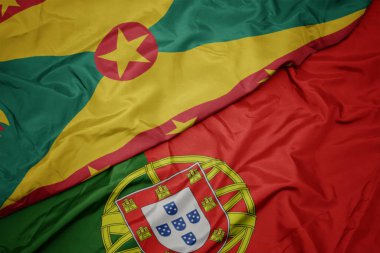 portekiz ve grenada ulusal bayrağı renkli bayrak sallayarak.