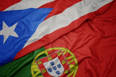 portekiz ve porto riko ulusal bayrağı renkli bayrak sallayarak.