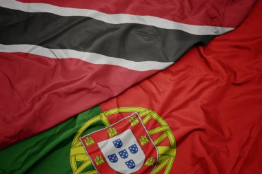 portekiz ve trinidad ve tobago ulusal bayrağı renkli bayrak sallayarak.
