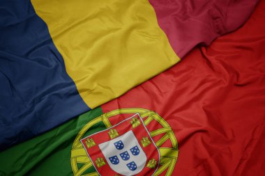 portekiz ve çad ulusal bayrağı renkli bayrak sallayarak.