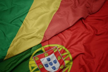 portekiz ve kongo Cumhuriyeti ulusal bayrağı renkli bayrak sallayarak.