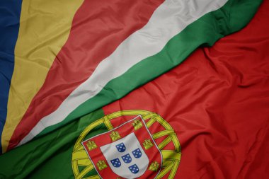 portekiz ve seyşeller ulusal bayrağı renkli bayrak sallayarak.