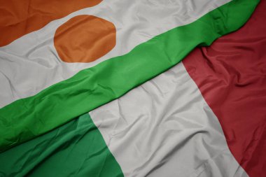 İtalya ve nijer ulusal bayrağı renkli bayrak sallayarak.