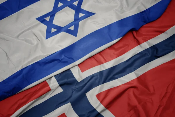 Agitant le drapeau coloré du nord et le drapeau national d'Israël . — Photo