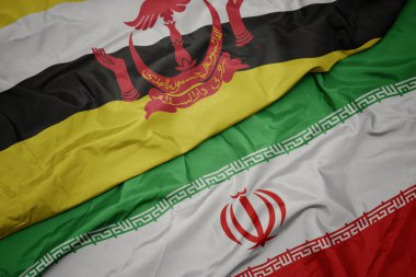İran ve brunei ulusal bayrağı renkli bayrak sallayarak.